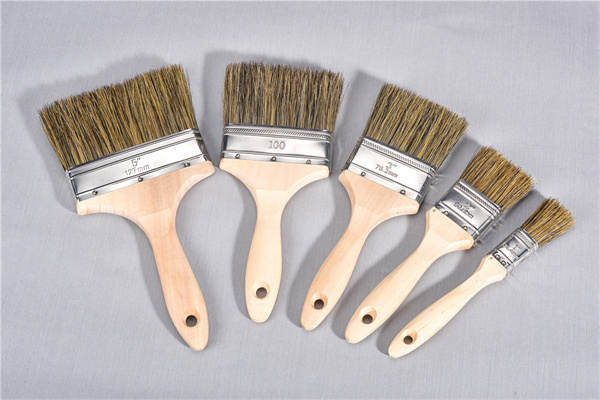 Muebles de cerdas de color de mezcla de 4 pulgadas Muebles de cerdas puras Menos rayas Handle de madera Pincel de pintura plana